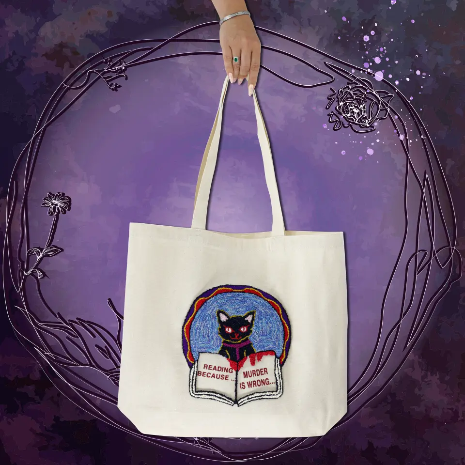 Totebag Reading cat
